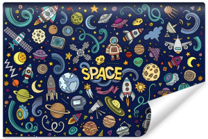 Fototapeta FLIZELINOWA dla Dzieci Kosmos Planety i Wzorki 300cm x 210cm
