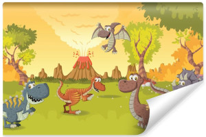 Fototapeta FLIZELINOWA dla Dzieci Bajkowe Dinozaury 300cm x 210cm