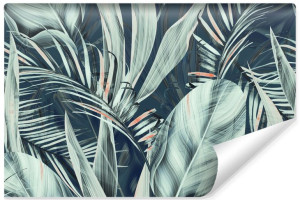 Fototapeta DEKORACYJNA Retro do Sypialni Liście NATURA 300cm x 210cm