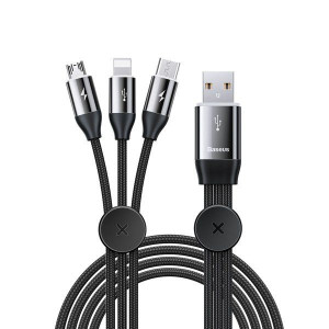 Baseus Car Co-sharing | Kabel z magnetycznym uchwytem 3w1 USB - iPhone Micr