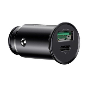 Baseus Circular Metal PPS | Ładowarka samochodowa USB USB-C 30W  VOOC, QC3.