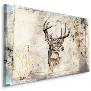 Obraz DEKORACYJNY Jeleń w Stylu Vintage 3D 120cm x 80cm