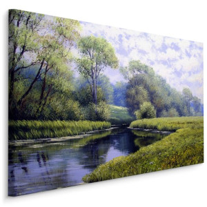 Obraz Canvas Rzeka w Lesie ZIELEŃ Natura 3D 120cm x 80cm