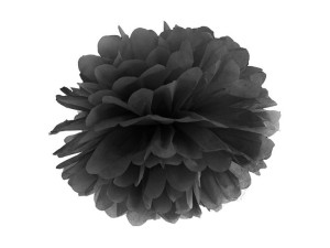 Pompon Bibułowy Czarny 25cm
