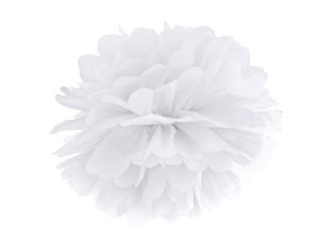 Pompon Bibułowy Biały 25cm