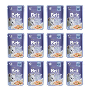Pakiet Brit Premium Salmon Jelly Fillets Łosoś Galaretka 12 x 85 g