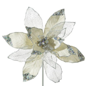 Sztuczny kwiat dekoracyjny 26 cm srebrny x12