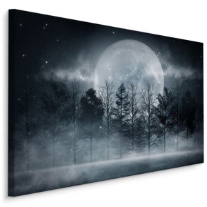 Obraz na Płótnie KSIĘŻYC Las Mgła Natura Efekt 3D 120cm x 80cm