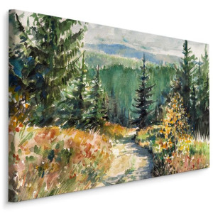 Obraz DEKORACYJNY Malowany Krajobraz z Górami 120cm x 80cm