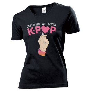 Koszulka damska Dziewczyna która kocha K-POP L Czarny