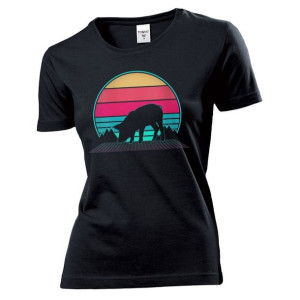 Koszulka damska Świnia retro vintage lata 80 XL Czarny
