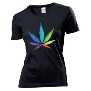 Koszulka damska Liść cannabis marihuana THC M Czarny