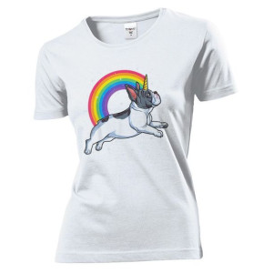 Koszulka damska Pies buldog jednorożec unicorn L Biały