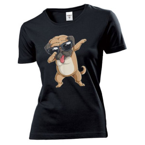 Koszulka damska Dabbing pug mops pies M Czarny