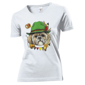 Koszulka damska Pies Shih Tzu Oktoberfest piwo XXL Biały