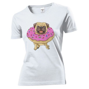 Koszulka damska Jak pączek w mopsie pies pug XXL Biały