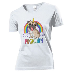 Koszulka damska Pugicorn Mopsorożec mops pies XXL Biały