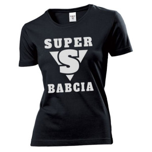 Koszulka damska Super babcia dzień Babci S Czarny