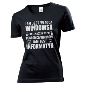 Koszulka damska Jam jest Informatyk L Czarny