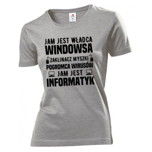 Koszulka damska Jam jest Informatyk L Szary