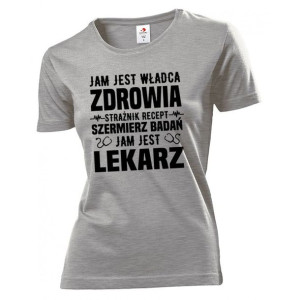 Koszulka damska Jam jest Lekarz XL Szary