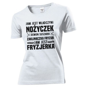 Koszulka damska Jam jest Fryzjerka M Biały