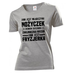 Koszulka damska Jam jest Fryzjerka M Szary