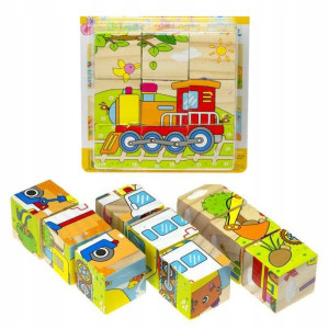 Edukacyjne Drewniane Klocki Puzzle Układanka