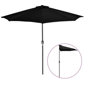 Półparasol balkonowy, aluminiowy słupek, czarny, 270x135x245 cm