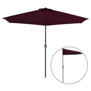 Półparasol balkonowy, aluminiowy słupek, bordo, 300x150x253 cm