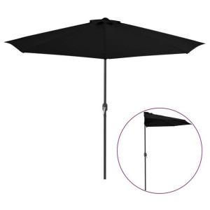 Półparasol balkonowy, aluminiowy słupek, czarny, 300x150x253 cm