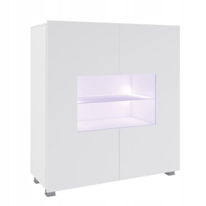 Komoda Witryna 100 Cm Biały Połysk Modern