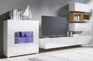 Meblościanka Z Komodą Biały Połysk Modern 28