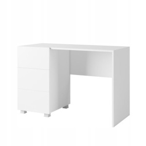 Biurko Z Szufladami 110 Cm Biały Połysk Modern