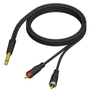 Kabel sygnałowy Jack mono 6,3 mm męski na 2x RCA - cinch męski RCA 3m