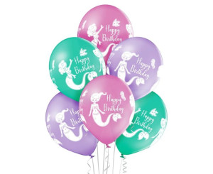 Balony Belbal Happy Birthday Mermaid 6szt