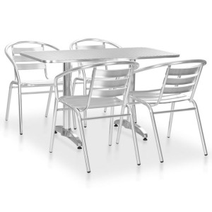 5-częściowy zestaw mebli ogrodowych, aluminium, srebrny