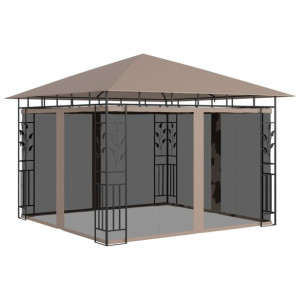 Altana ogrodowa z moskitierą, 3x3x2,73 m, kolor taupe, 180 g/m²