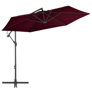 Parasol wiszący z aluminiowym słupkiem, bordowy, 300 cm