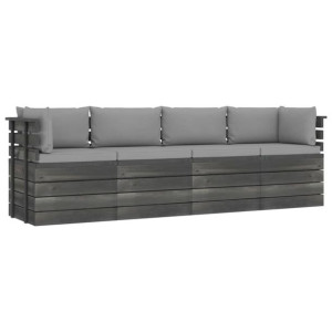 Ogrodowa sofa 4-osobowa z palet, z poduszkami, drewno sosnowe