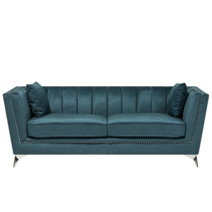 Sofa 3-osobowa welurowa lazurowa GAULA