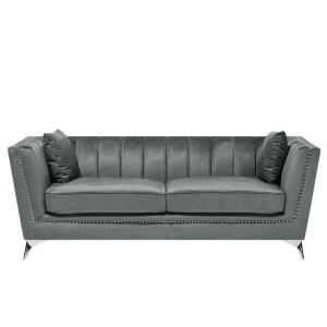 Sofa 3-osobowa welurowa szara GAULA