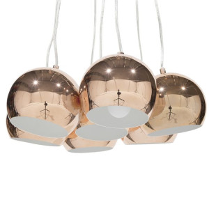 Lampa wisząca 7 kloszy metalowa miedziana OLZA