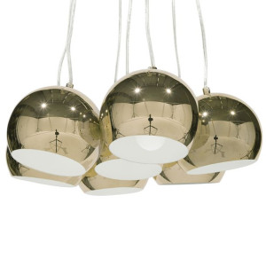 Lampa wisząca 7 kloszy metalowa złota OLZA