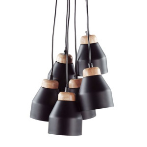 Lampa wisząca 6 kloszy metalowa czarna CESTOS