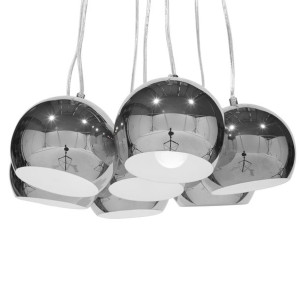 Lampa wisząca 7 kloszy metalowa srebrna OLZA