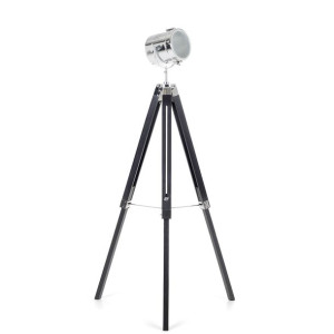 Lampa podłogowa drewniana czarna ALZETTE
