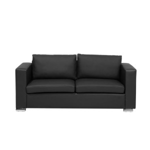 Sofa 3-osobowa skórzana czarna HELSINKI