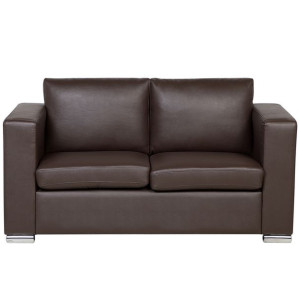 Sofa 2-osobowa skórzana brązowa HELSINKI