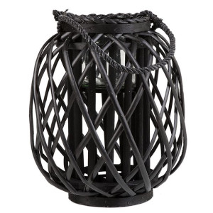 Lampion drewniany 30 cm czarny MAURITIUS